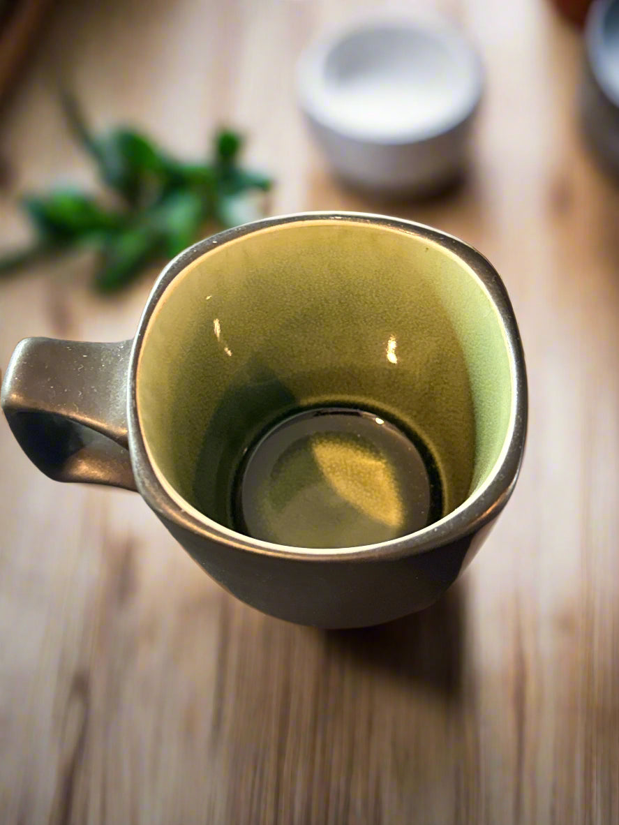 Ty Pennnington Lemon Grass Green Coffee Cup Mug Square 3 7/8" Tall
