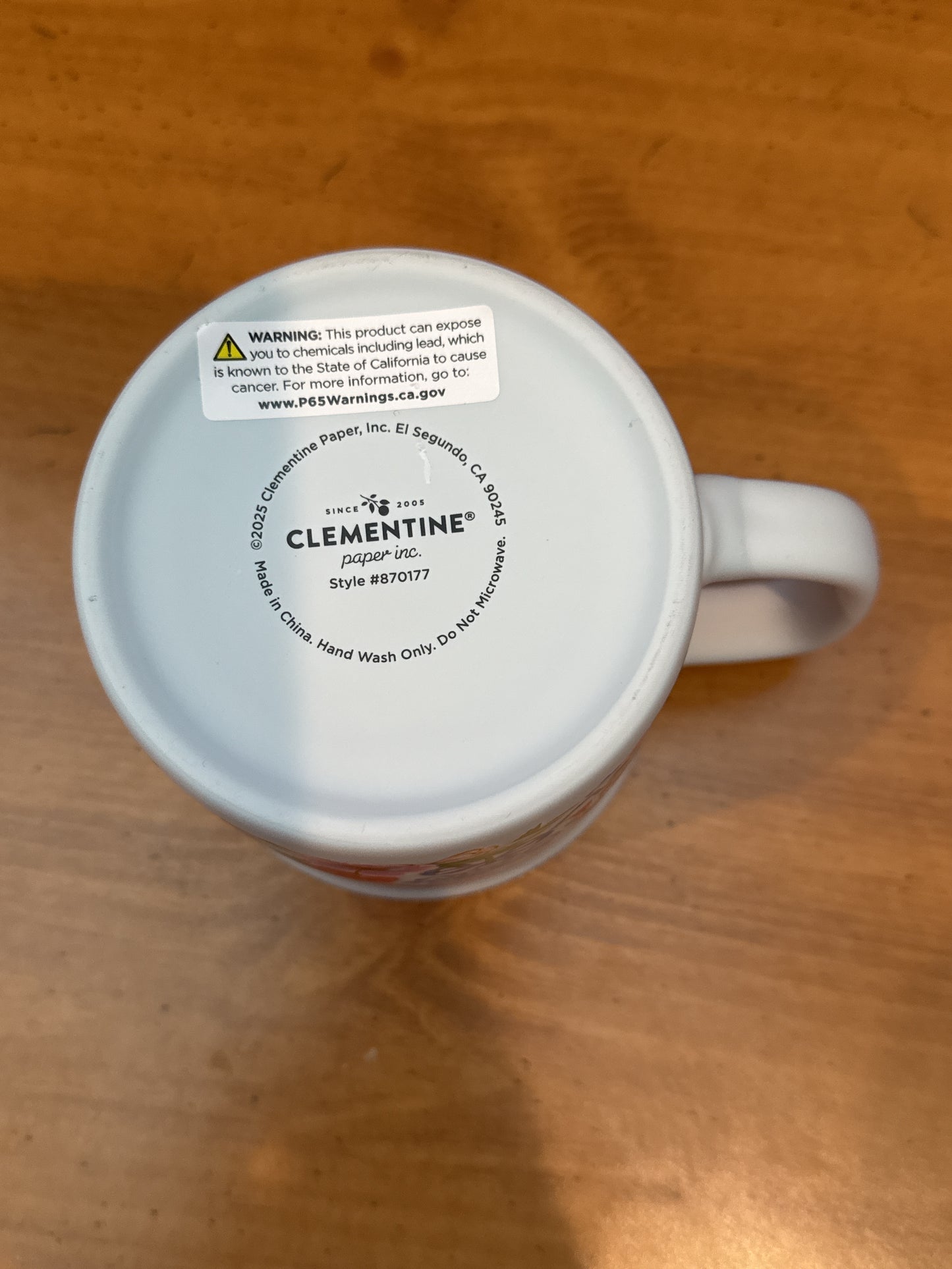 Clementine Floral Coffee Cup 3.75" Tall