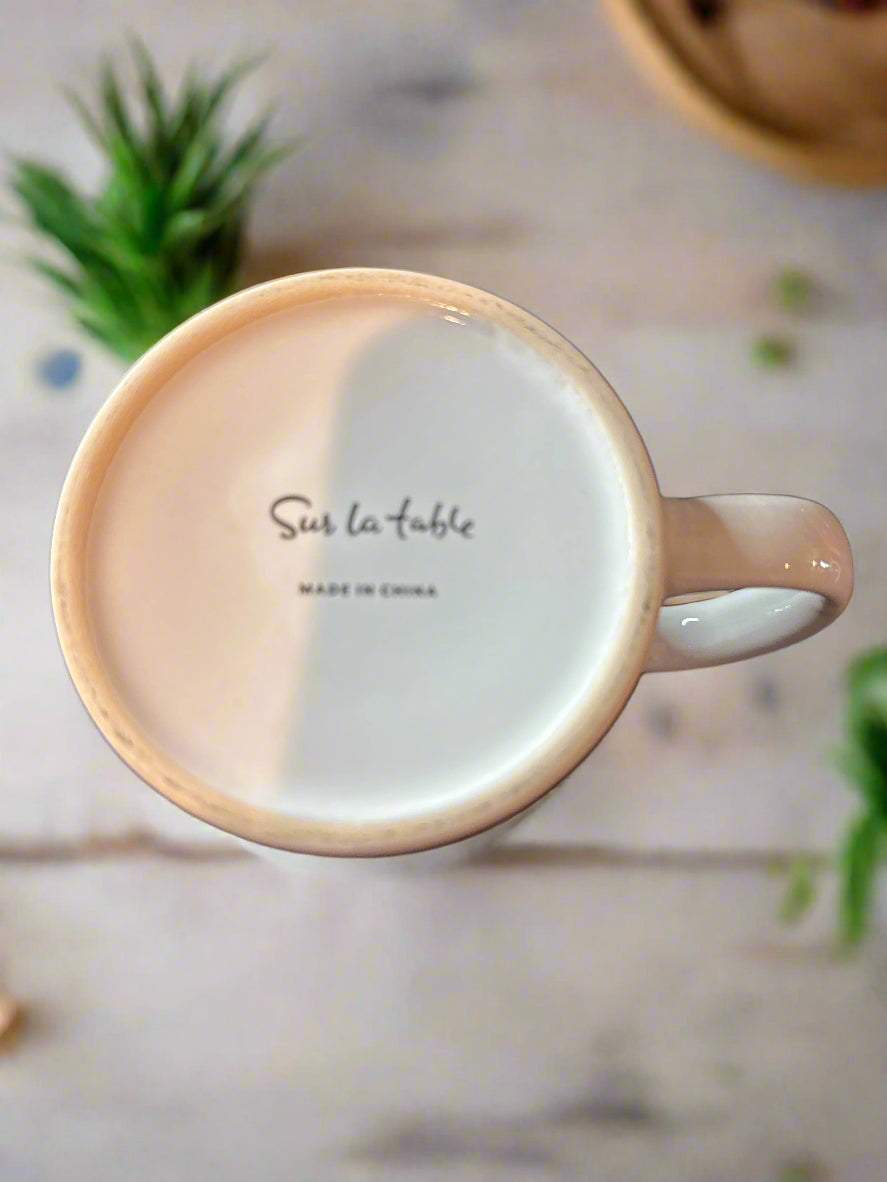 Whisk Taker White Coffee Cup Mug 3 7/8" Tall by Sur La Table