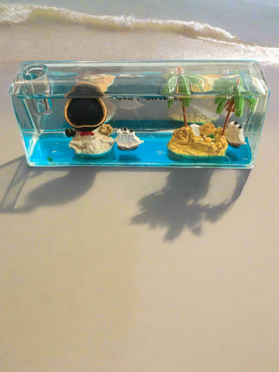 A Gift Corp "Puerto Rico" Liquid Wave Pirate Rectangular Single Pen Holder