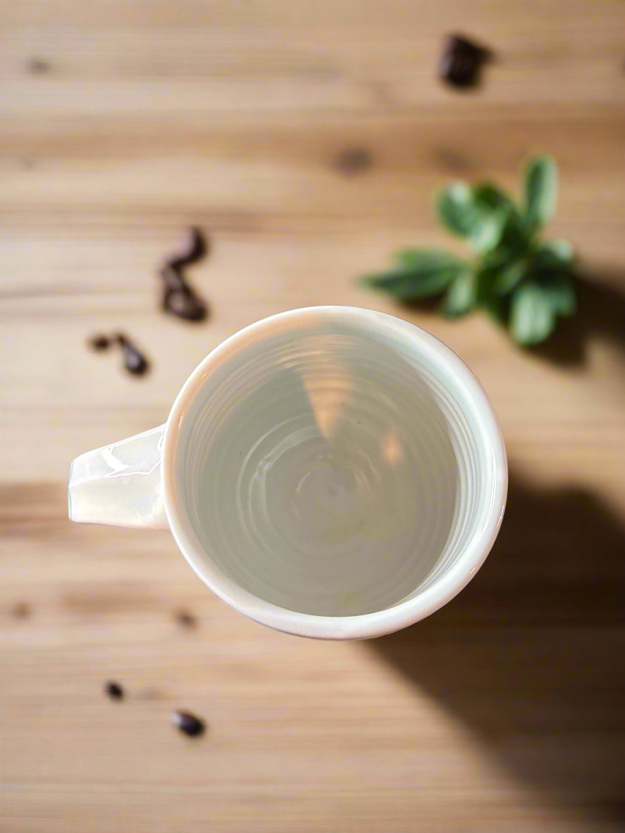 Porcelain Inspirational Coffee Mug Cup "Listen" Hand Thrown Hand Stamped 4" Tall