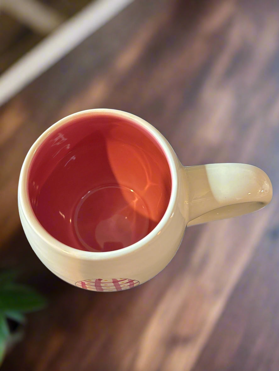 Rae Dunn Artisan Collection by Magenta "Happy Easter" Egg Pink Coffee Cup Mug 4.5" Tall