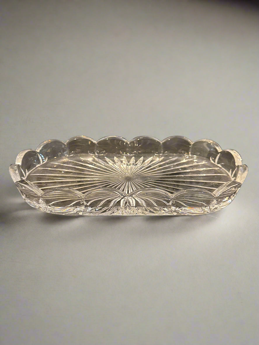 Bohemian Czech Royal Limited Lead Crystal Glass Tray 9.25" x 5"