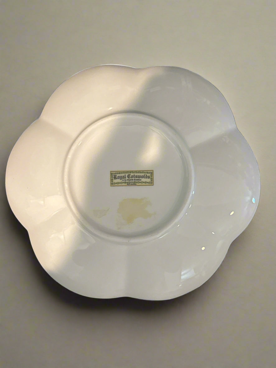 Royal Cotswolds Vintage Lemon & Pink Roses Chintz Porcelain Trinket Dish 6.25" Wide