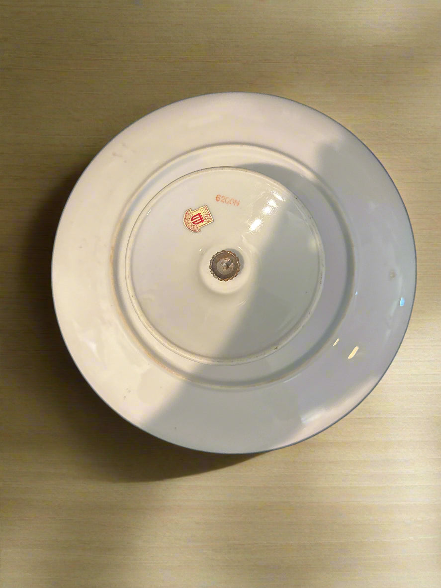 Lenwile Ardalt Cake Stand 2.5" Tall Floral White and Pink Roses Gold Trim 10" Wide