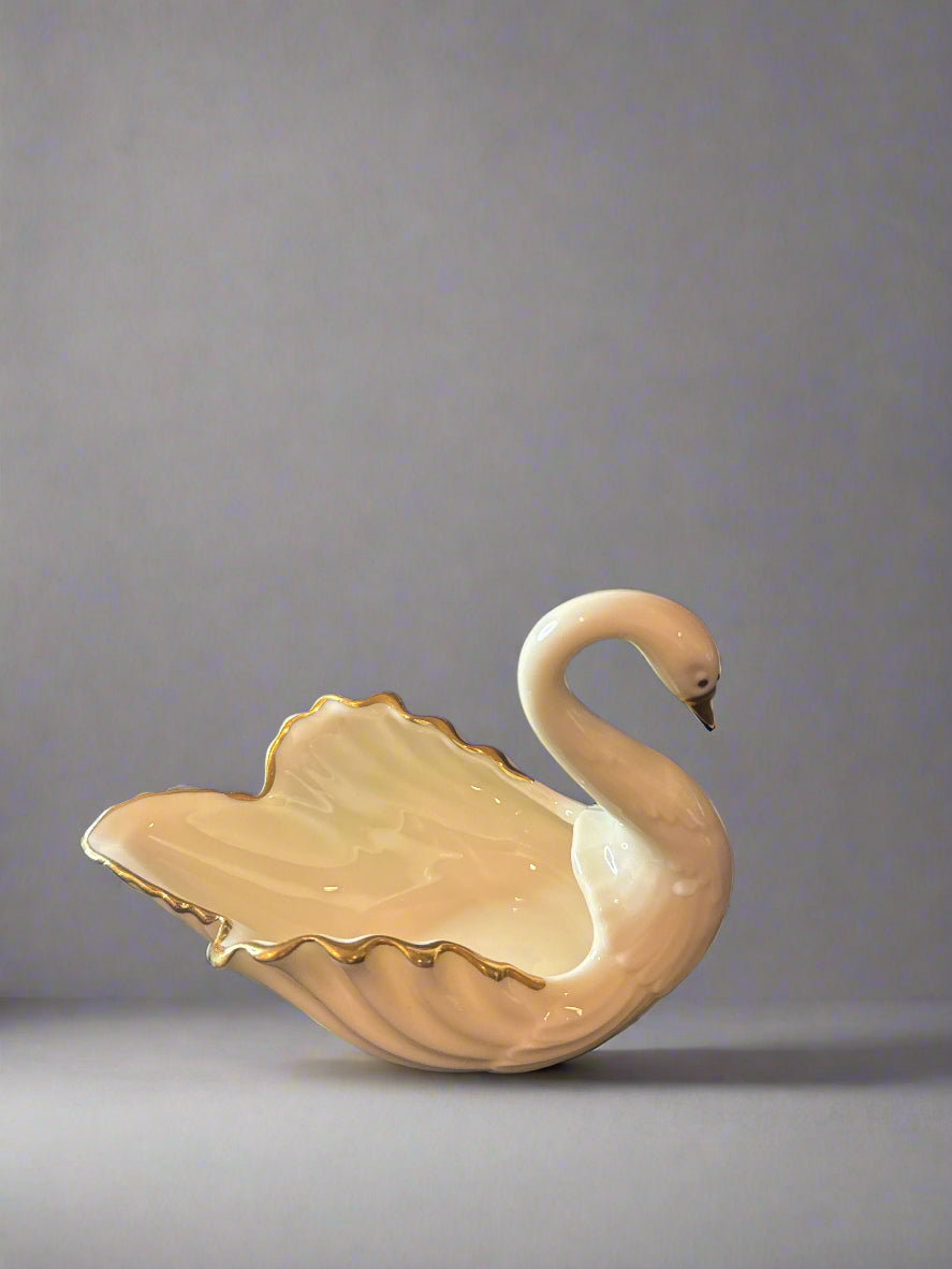Lenox Swan Collection Cream (Gold Trim) Small Bowl 5" Long x 4" Tall