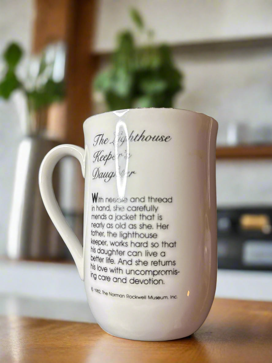 Norman Rockwell Coffee Cup Mug 4 1/8" Tall 8 oz "The Lighthouse Keeper's Daughter" 1982