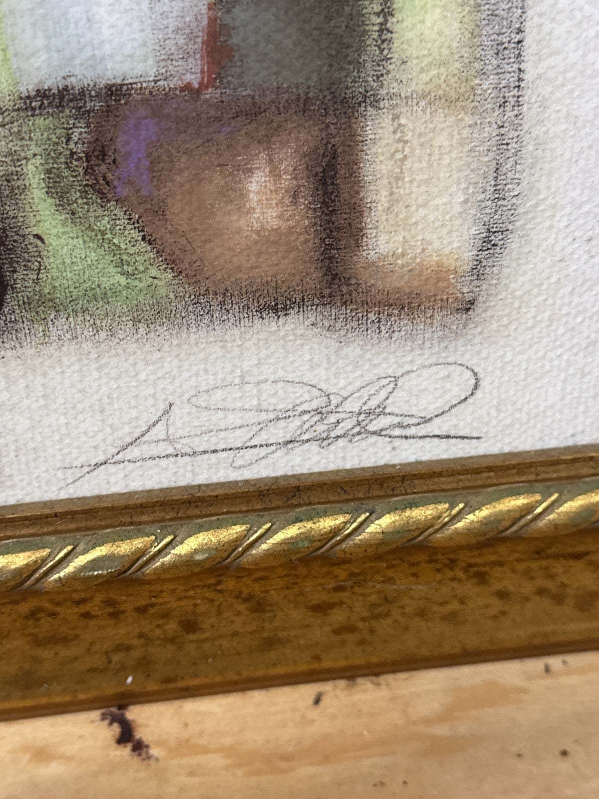 Abstract Figure and Violin Framed Artwork in Gold-Tone Frame Jazz Bass I by Alfred Gockel