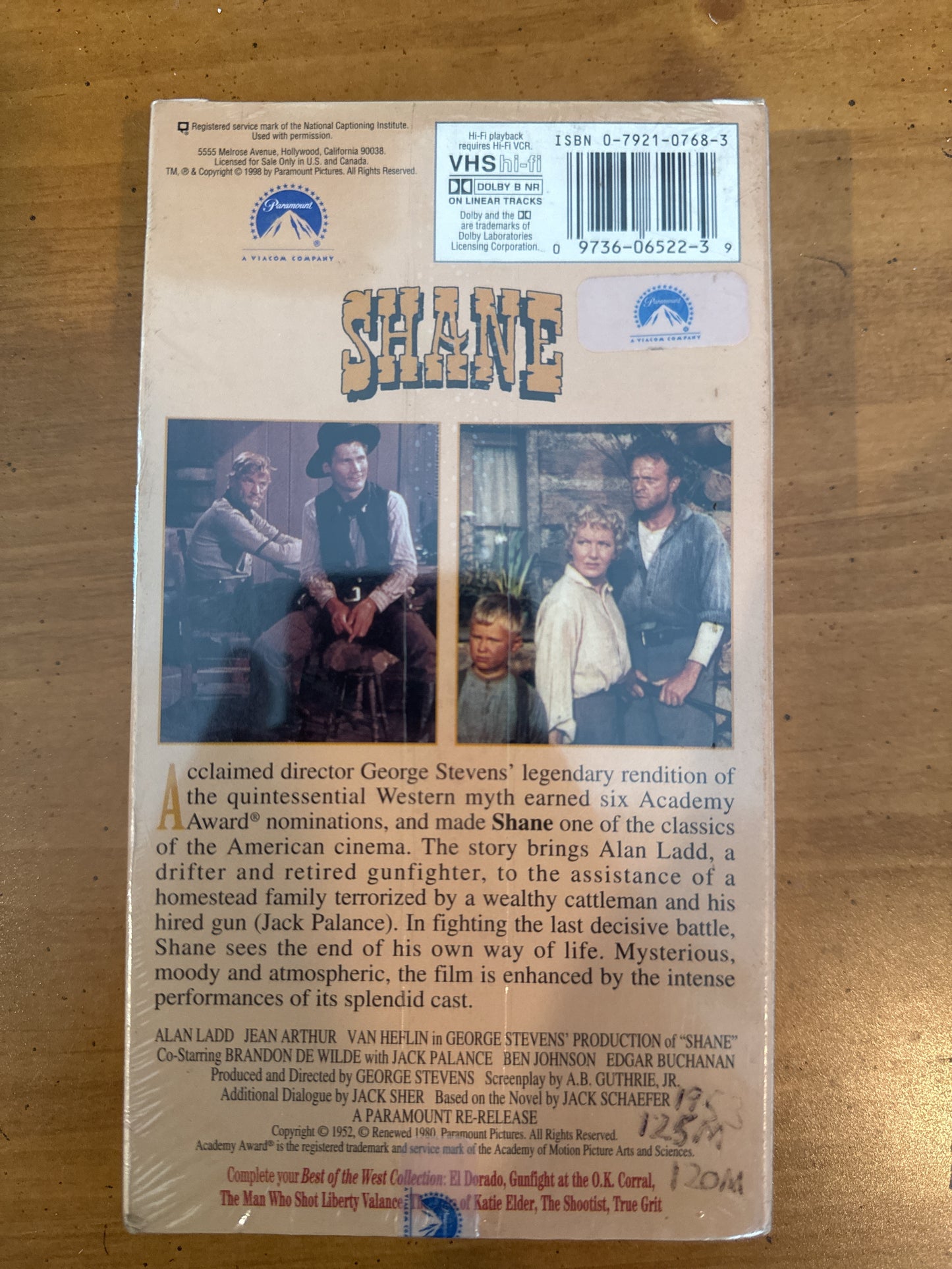 Shane VHS Alan Ladd, Jean Arthur, Van Heflin 45th Anniversary New Sealed in Plastic