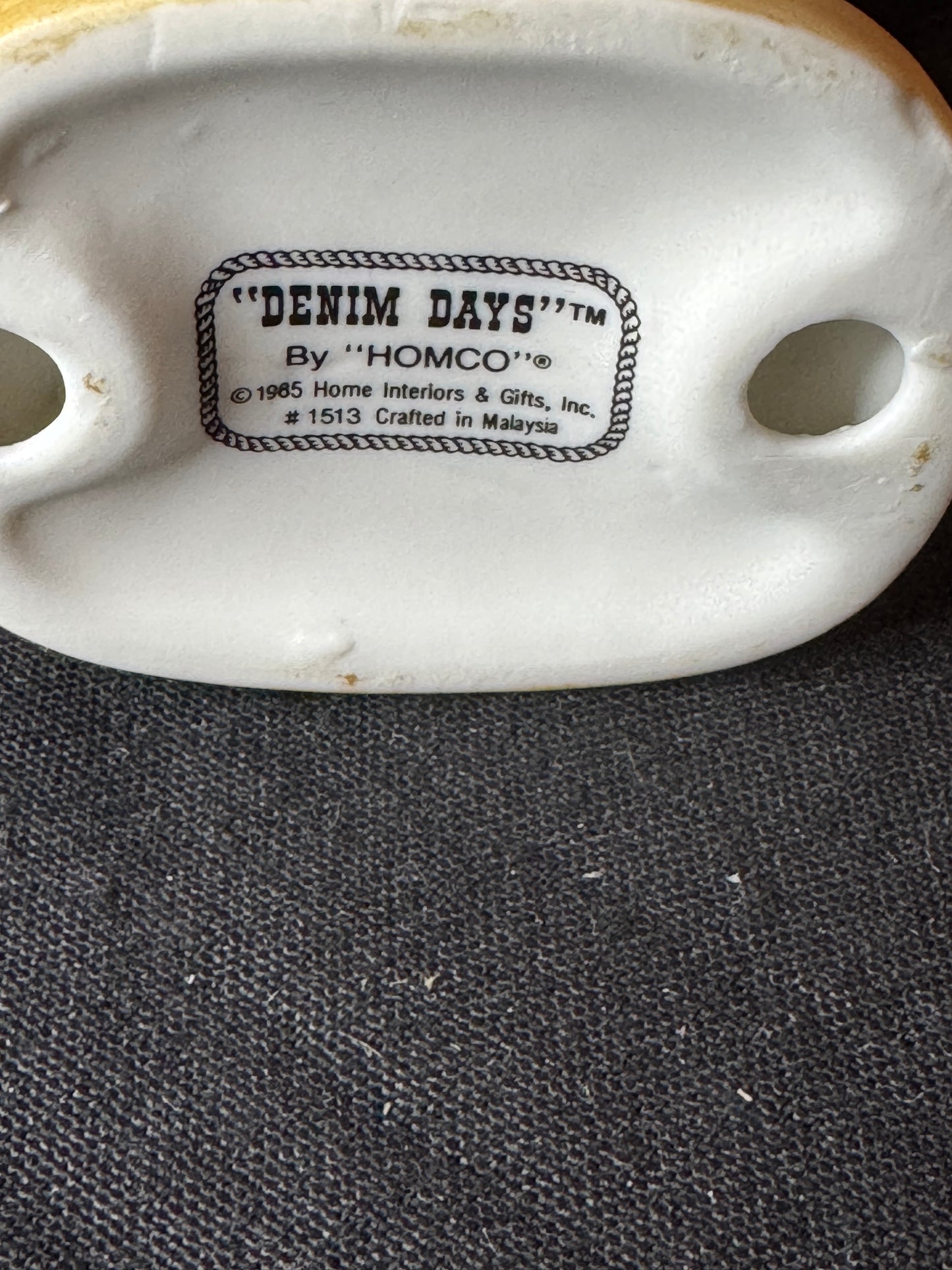Homco Home Interiors Denim Days 1985 Boy with Books and Slingshot 5.5" Tall