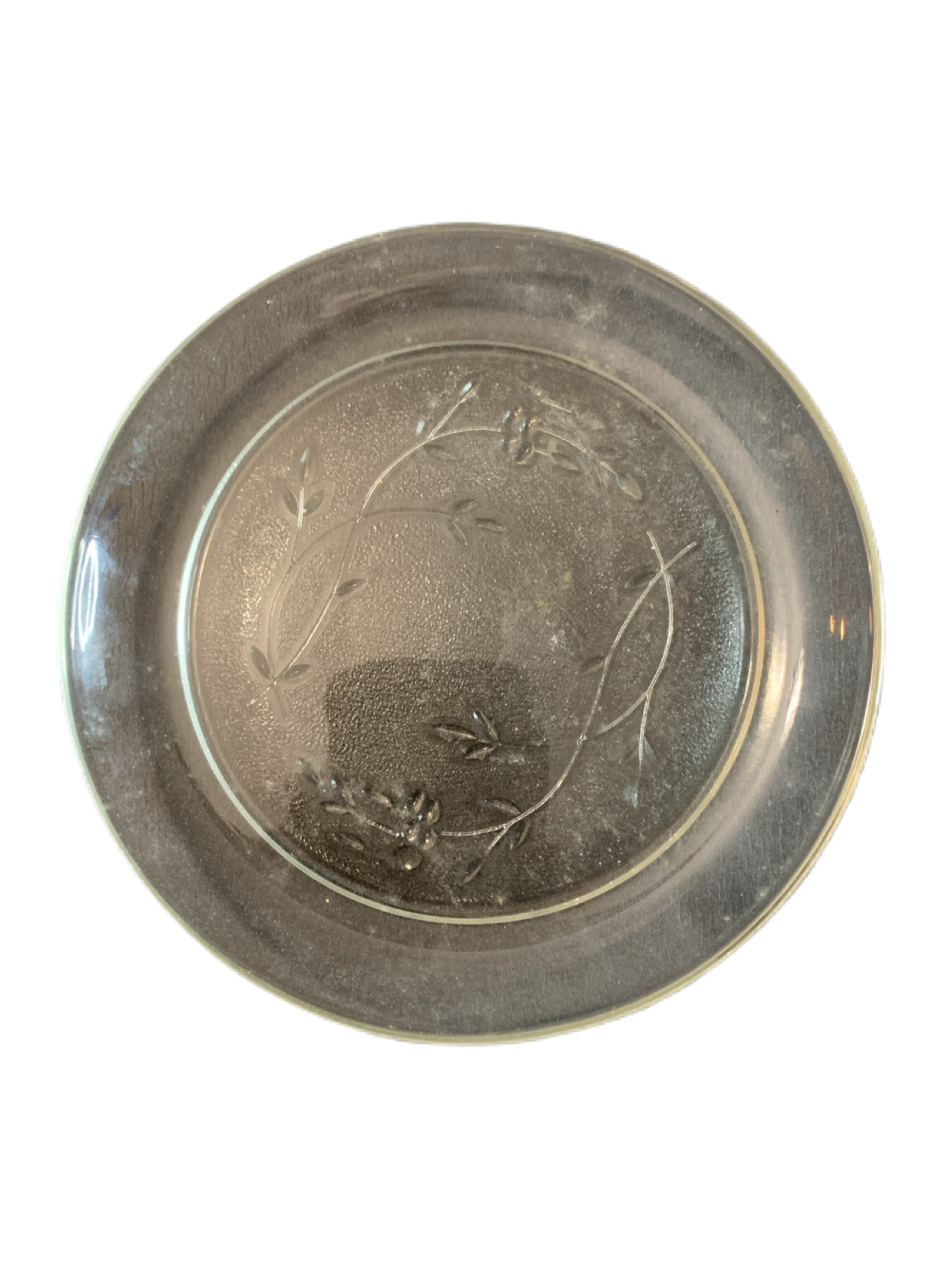 Vintage Princess House Heritage Round Etched Glass Butter Dish