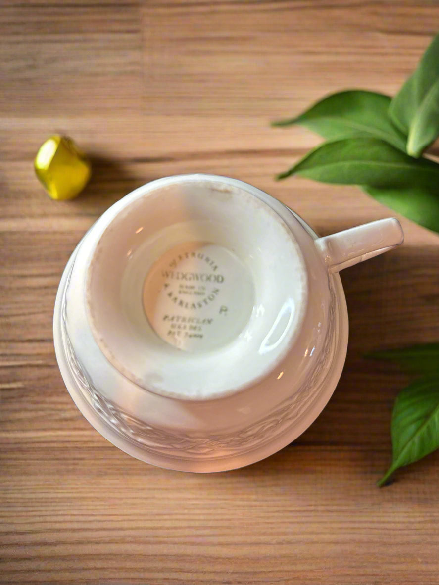 Antique Tea Cup With Saucer Wedgwood Etruria Barlaston Patrician 2 5/8" Tall
