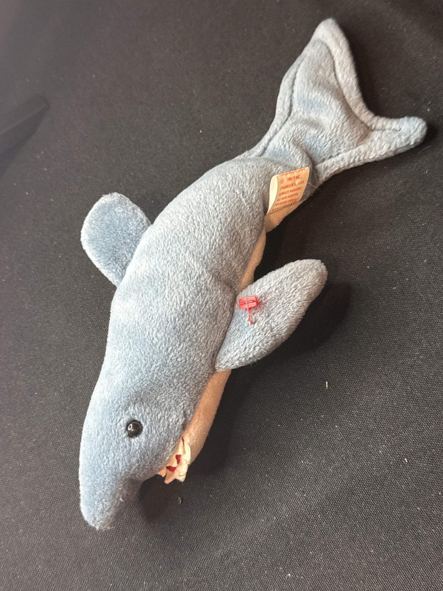 Ty Beanie Baby CRUNCH the Shark PVC Style Beads 4130 No Heart Tag