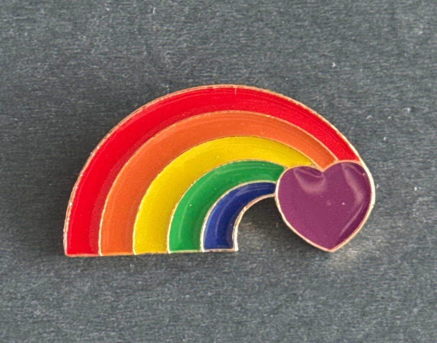 Lapel Pin Enamel Pride Rainbow Pin w/ Purple Heart Gold Tone