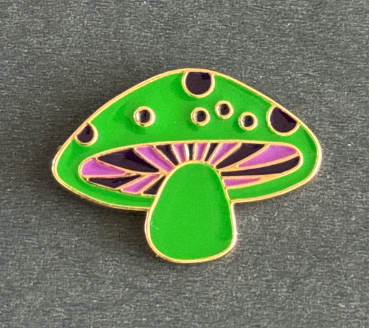 Colorful Mushroom Green Enamel Pin