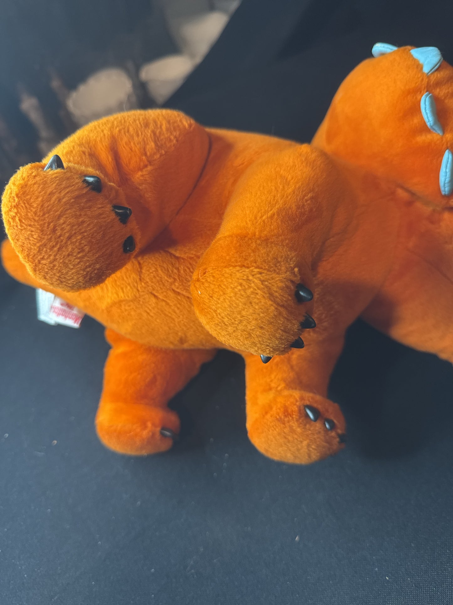 Vintage Manhattan Toy Triceratops Orange Dinosaur Plush Stuffed Animal w/ Horns