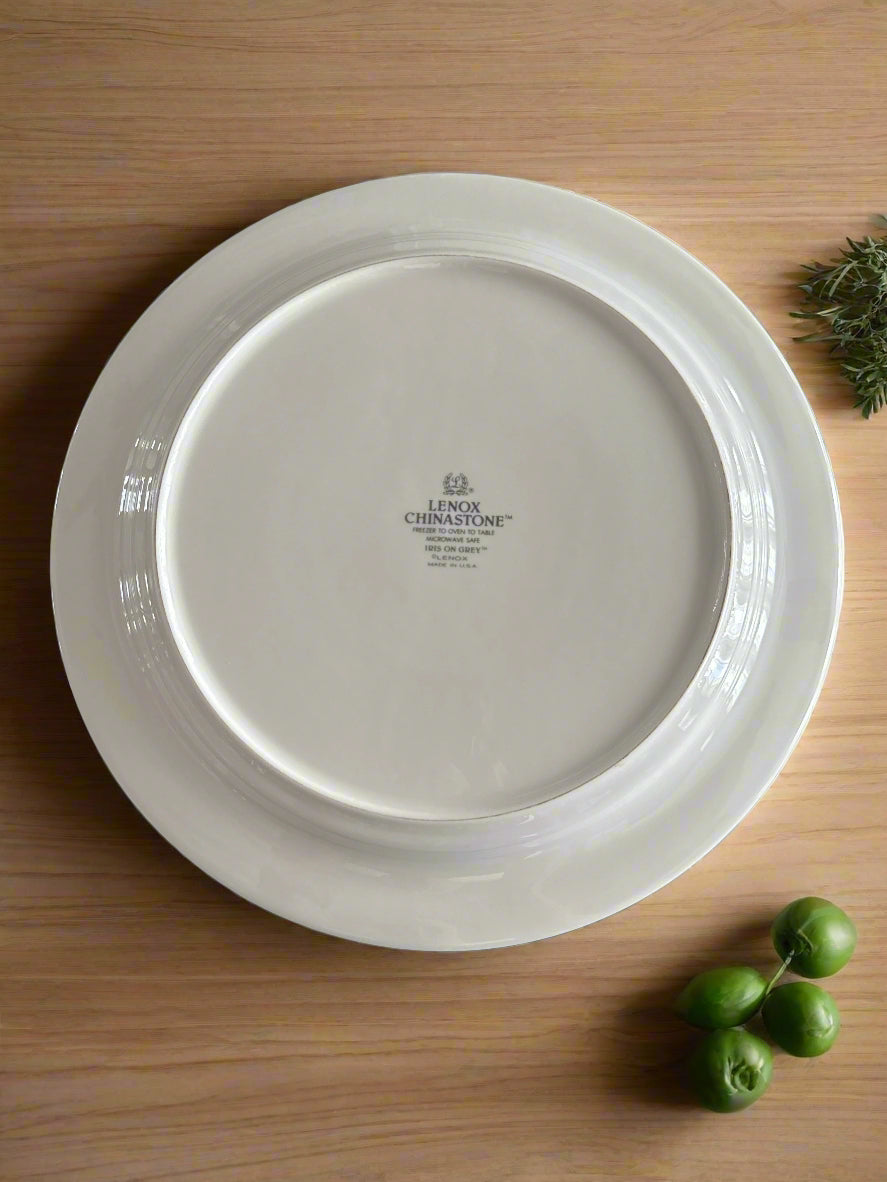 Lenox Iris On Grey Dinner Plate 10.75" Wide Stoneware