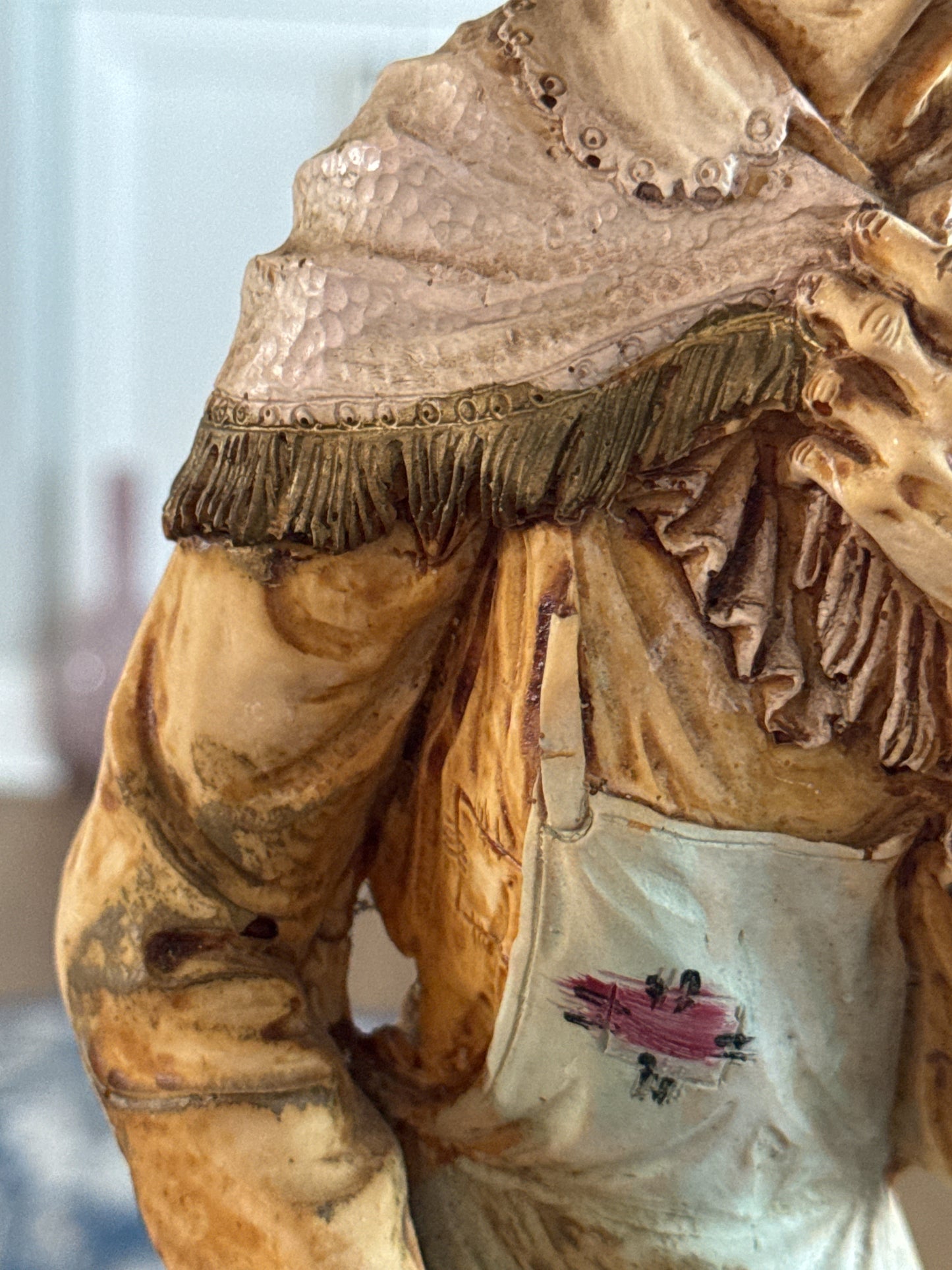 Italian Vintage L. Toni Folk Art Statue - Elderly Woman 20", Exquisite Detail