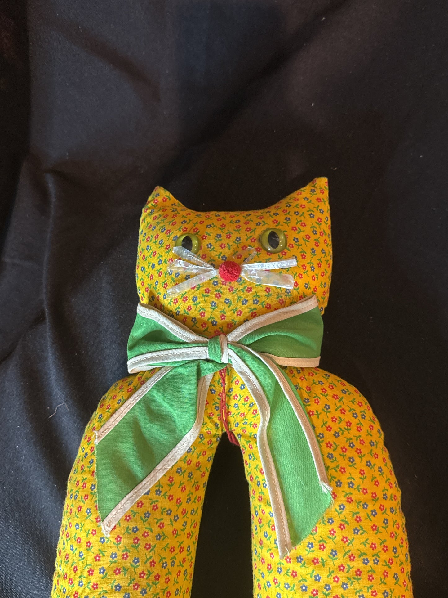 Vintage Handcrafted Calico Fabric Kitty Cat Tall Boot Support Shaper 23" Tall