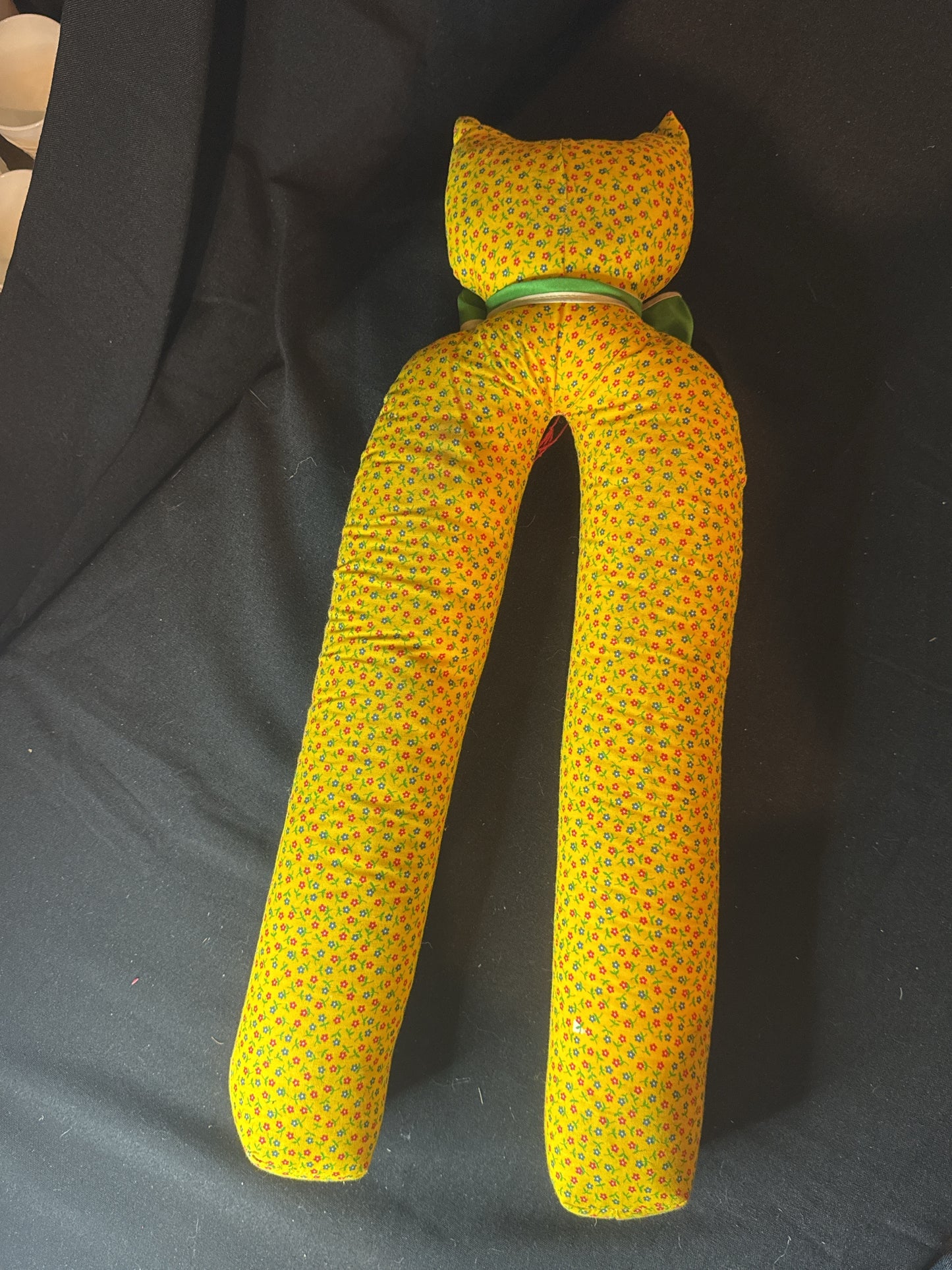 Vintage Handcrafted Calico Fabric Kitty Cat Tall Boot Support Shaper 23" Tall