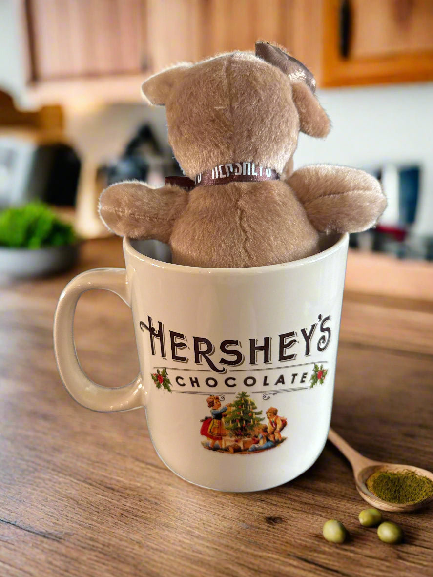 Hershey's Giant Coffee Mug Cup 5" Tall 32oz Double Sided Galerie w/ Small Hershey's Stuffed Deer