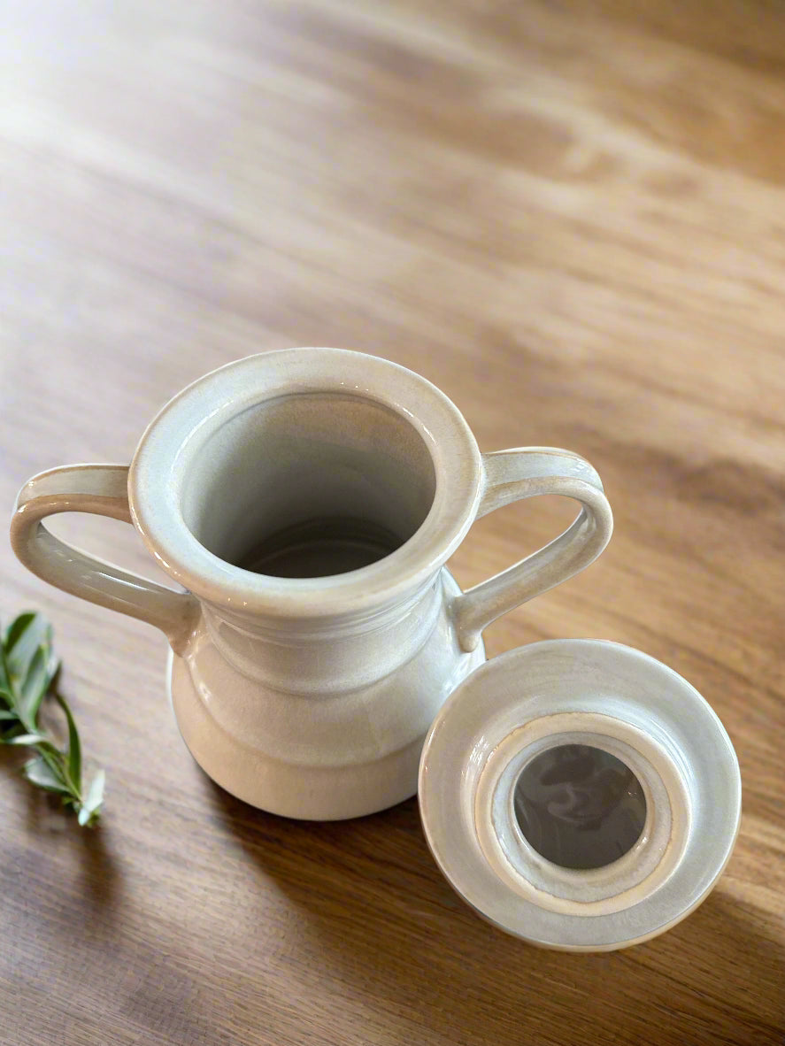 American Atelier Synergy Beige Sugar Bowl & Lid 5.5" Tall