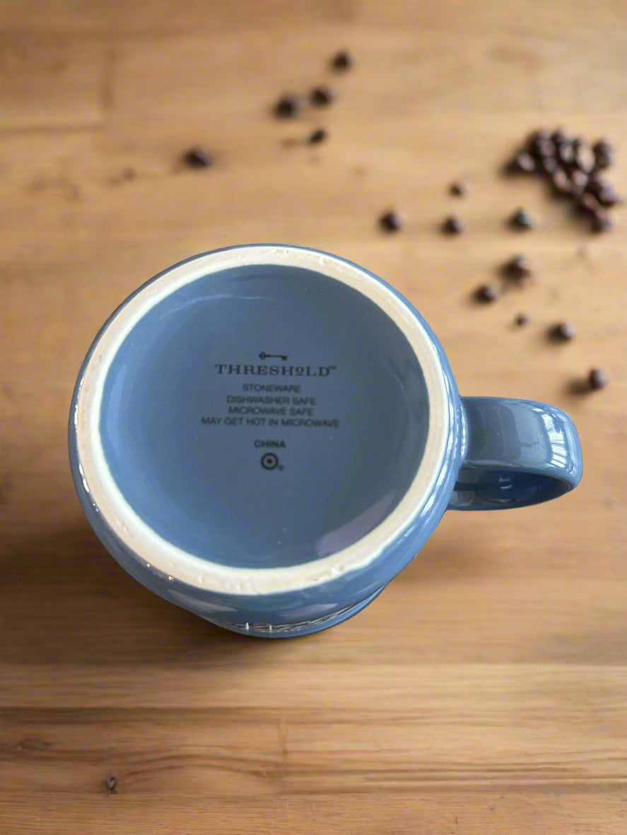 Threshold Blue Coffee Cup Mug This Calls For A Happy Dance 3.5" Tall