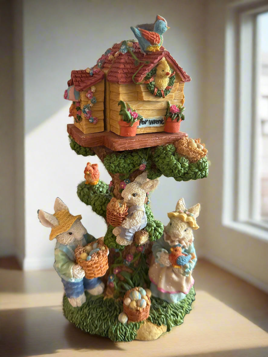 Tall Birdhouse Home Decor w/ Hinged Doors & 2 Extra Small Pieces 10" Tall