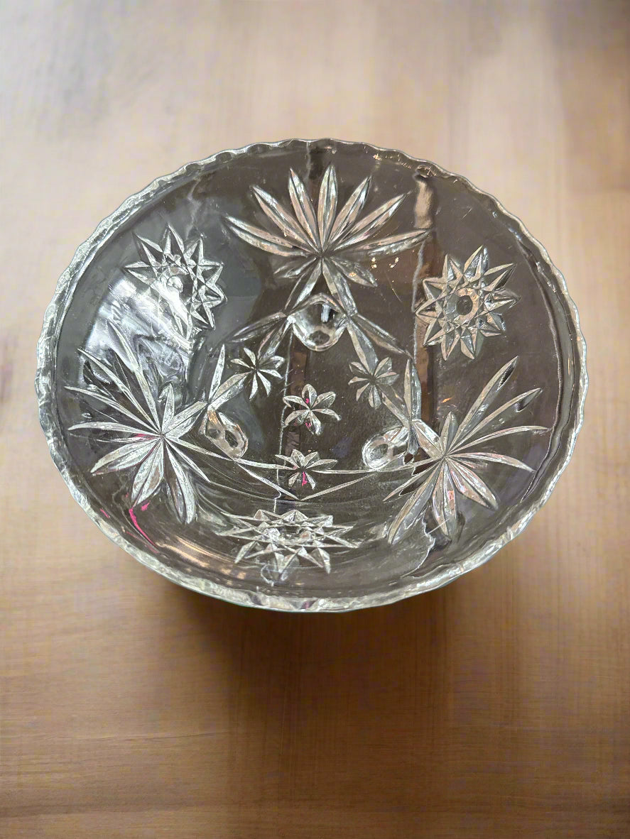 Anchor Hocking Star of David Footed Candy Dish Glass Bowl 6.75" Wide 2.5" Tall