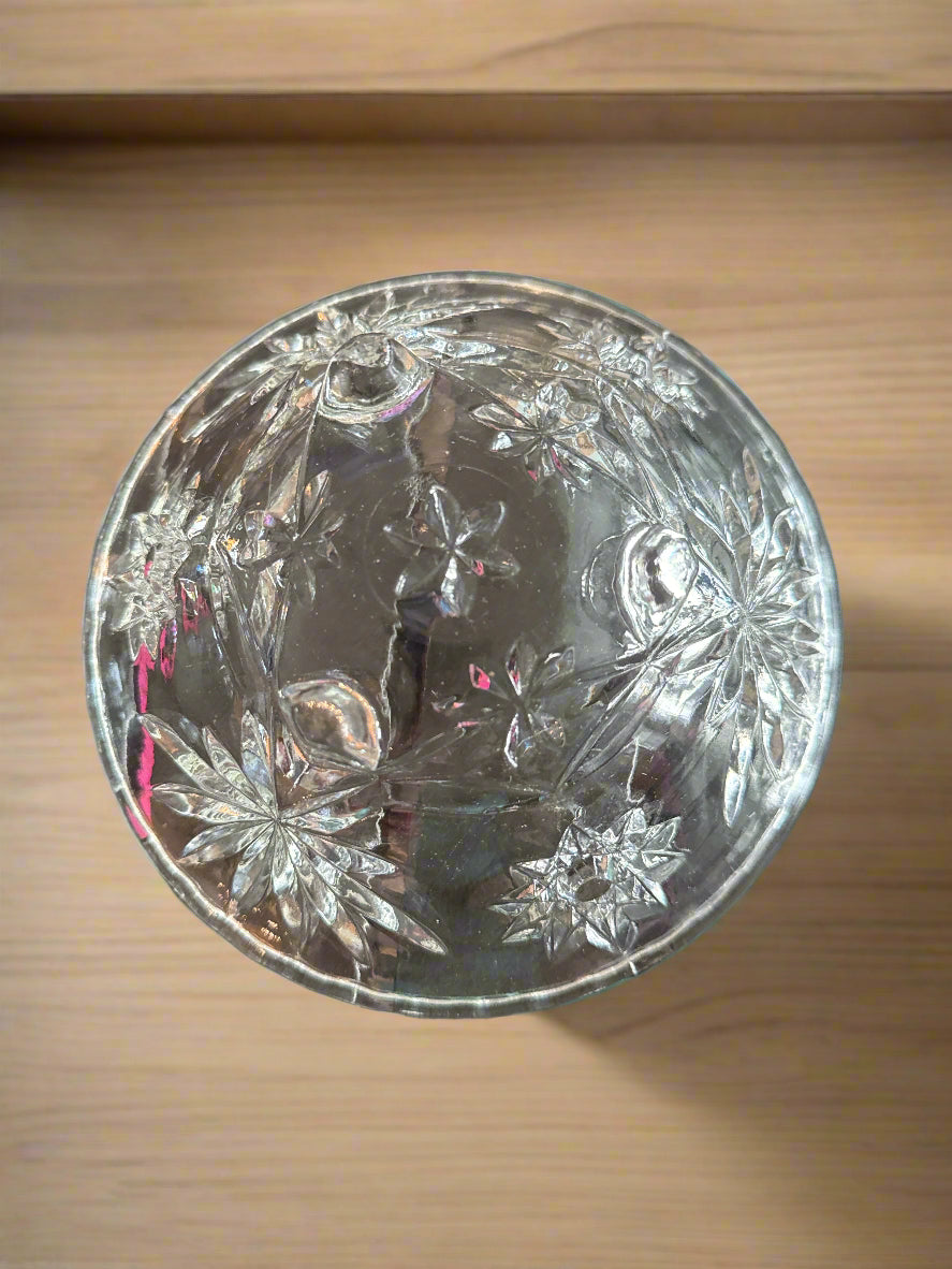 Anchor Hocking Star of David Footed Candy Dish Glass Bowl 6.75" Wide 2.5" Tall
