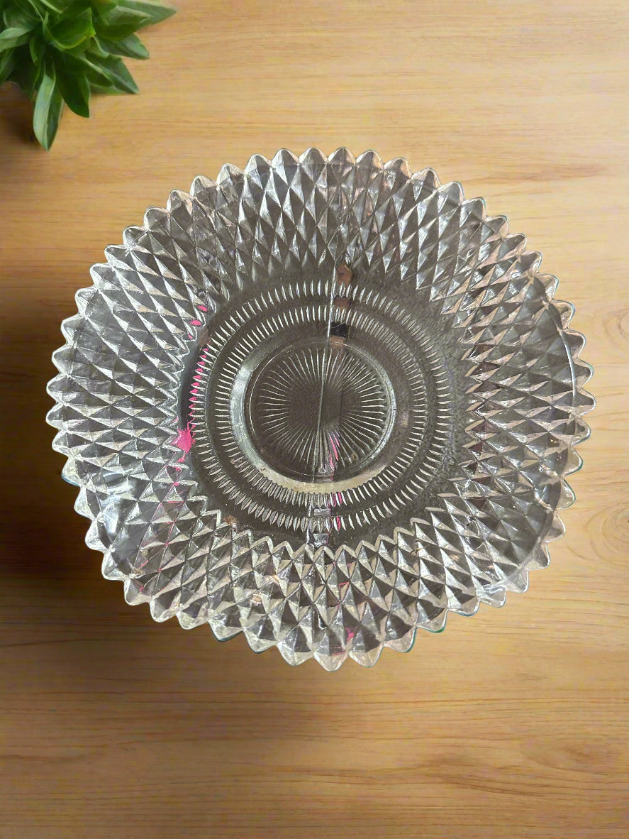 Vintage Indiana Pressed Clear Glass Candy Dish 7" Wide