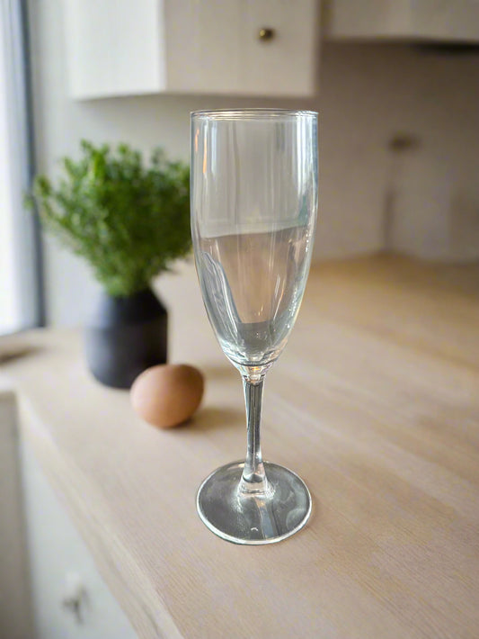 Clear Glass Crystal Champagne Stemmed Light Weight Flute 7.75" Tall