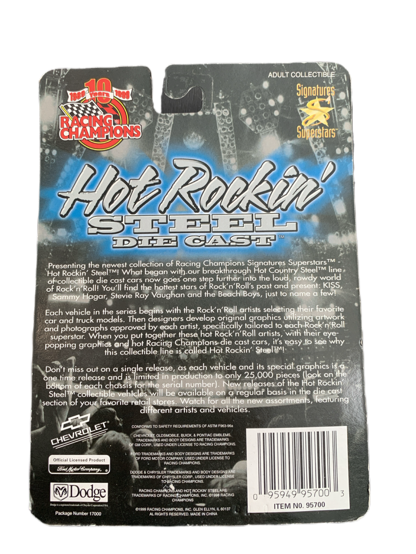 Kiss 1998 Racing Champions Hot Rockin' Steel Die Cast Paul Stanley Car Star Child 1:64