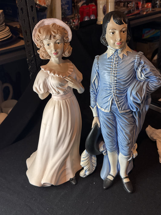 Vintage 1973 Holland Mold Blue Boy & Pinky Statue Figurine Hand Painted 17" Ceramic