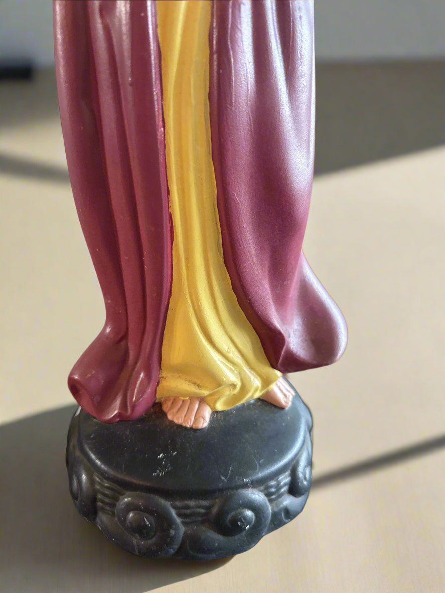 Vintage Chinese Immortal Figural Man & Woman Pottery Sculptures Pair 21" Tall