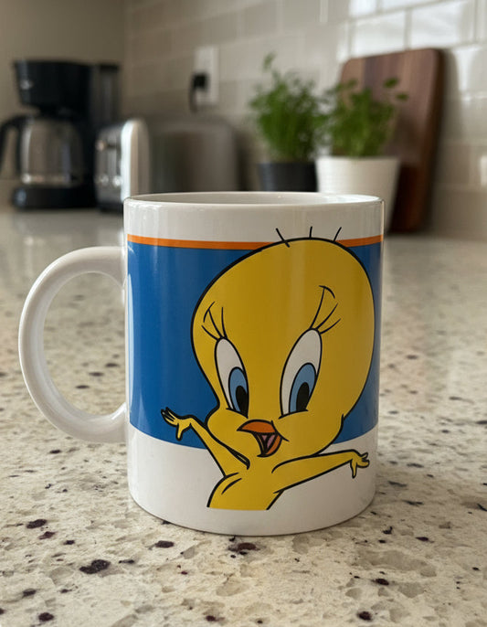 Vintage 2000 Tweety Bird Looney Tunes Coffee Mug Cup Warner Bros. Gibson 4" Tall