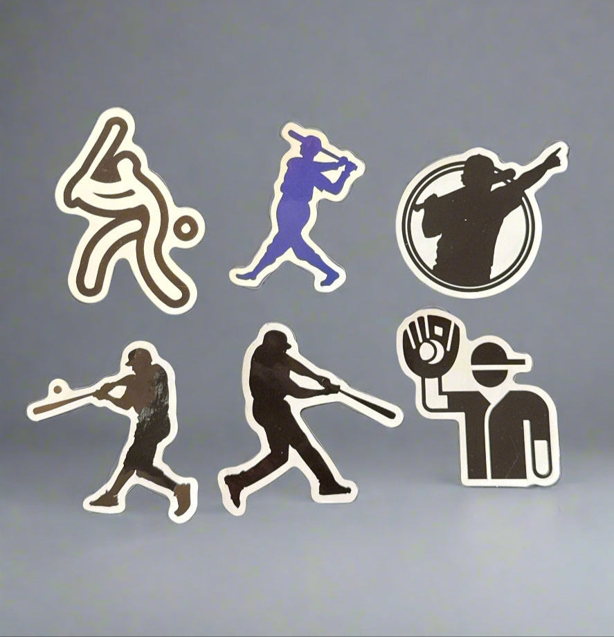 Baseball Stickers (6) Perfect Condition Approx 2-3" In Size