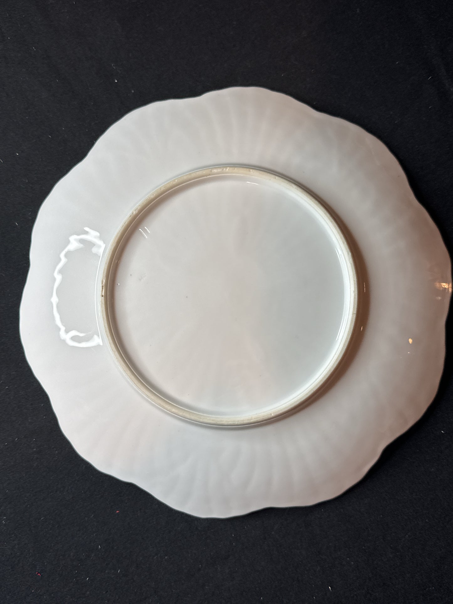 Antique Plate Pink White with Gold Trim Scalloped Edge 10.75" Wide