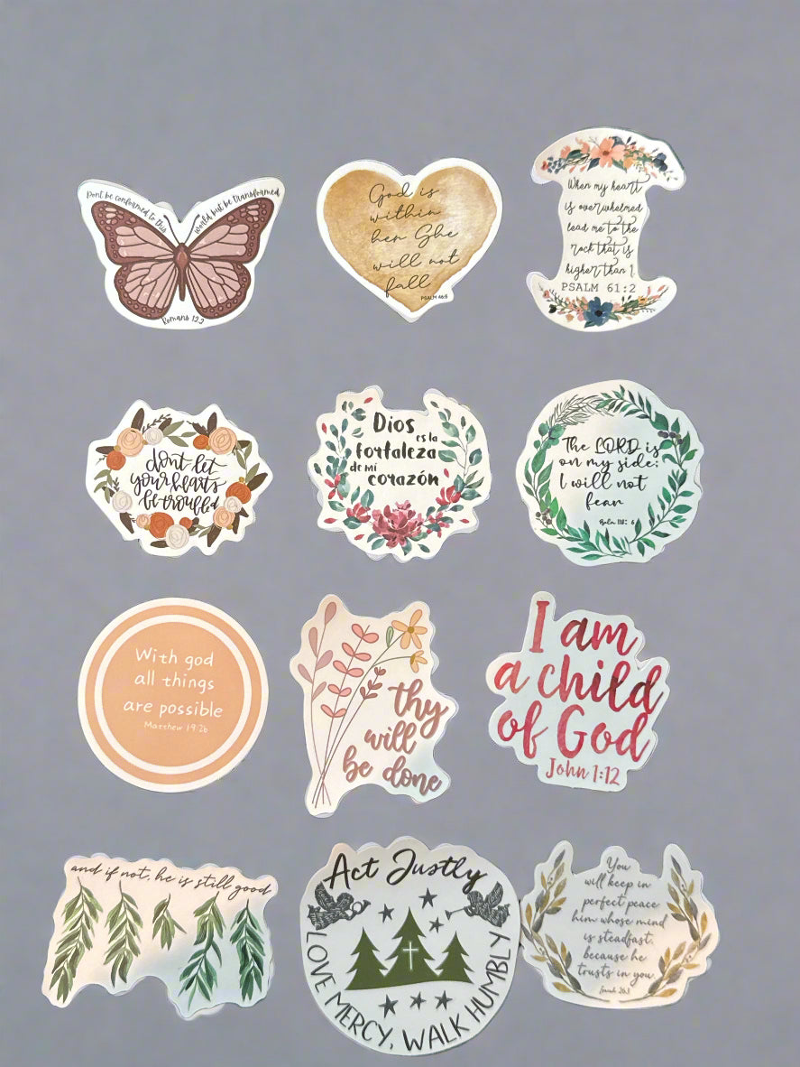 Religious Christian Biblical Sayings Stickers Perfect Condition Approx 2" In Size