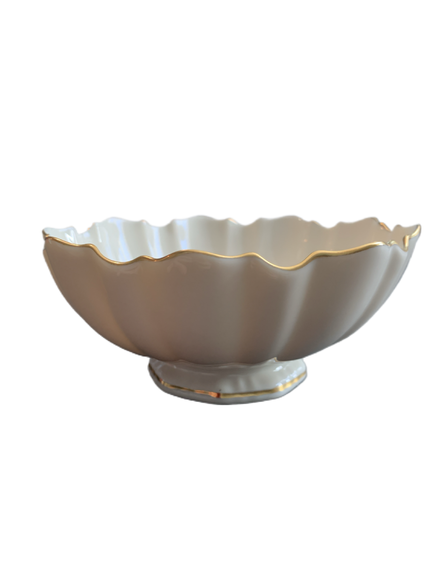 Lenox Gold Trimmed Scalloped Footed 6" Candy Sweet Trinket Dish Bowl