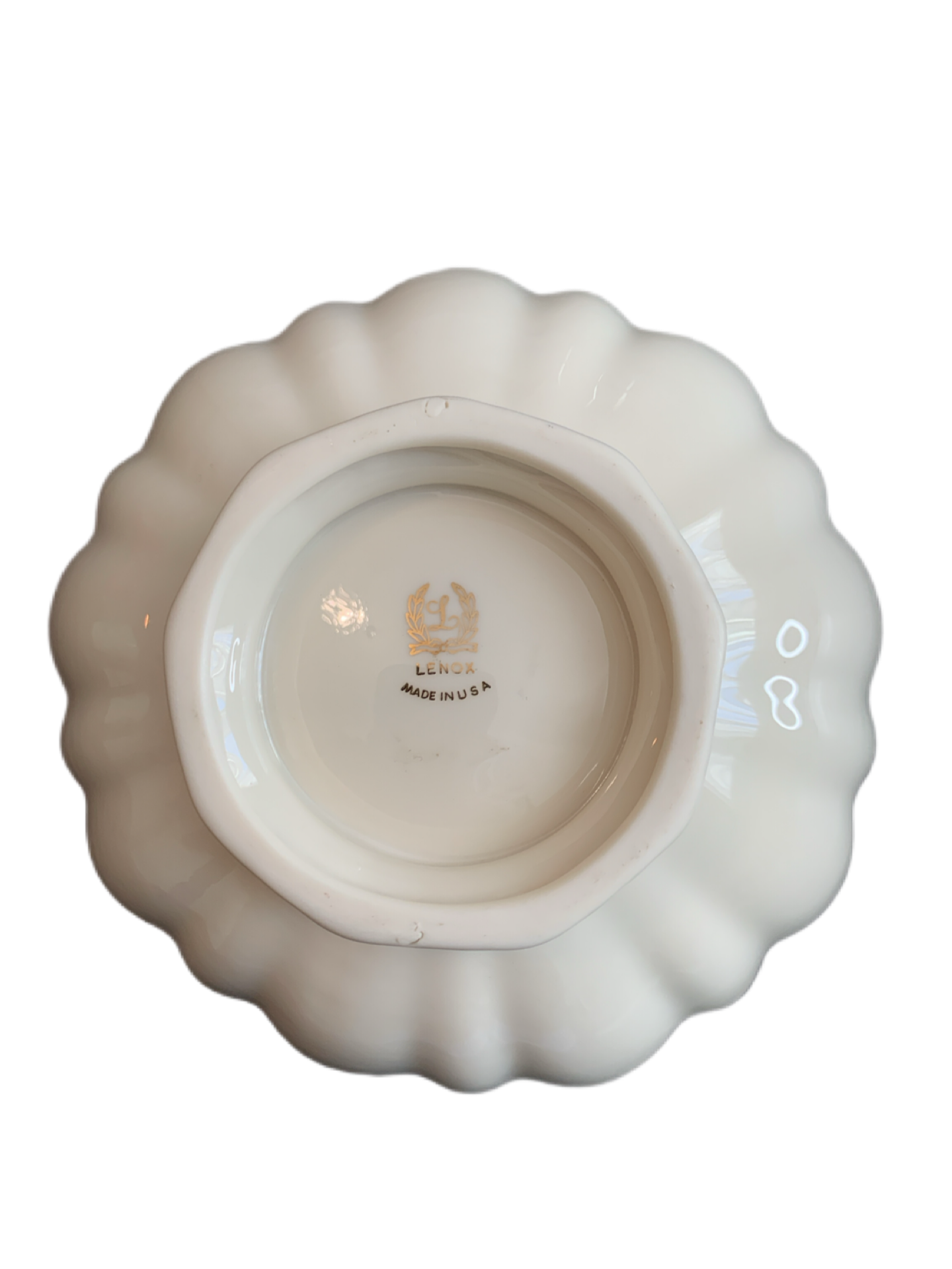 Lenox Gold Trimmed Scalloped Footed 6" Candy Sweet Trinket Dish Bowl