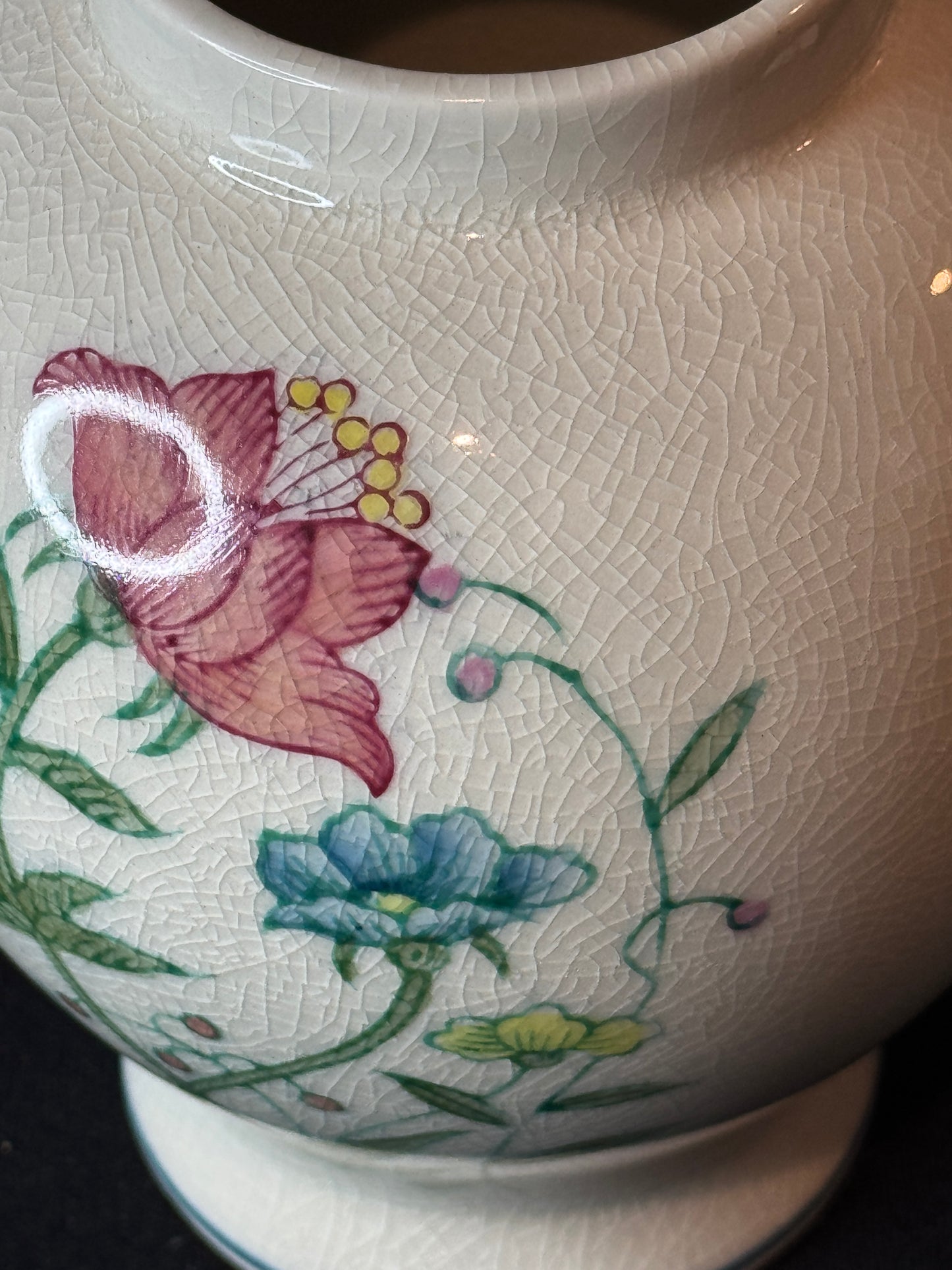 Vintage Andrea by Sadek Floral Ginger Jar 9" Tall Signed #6609