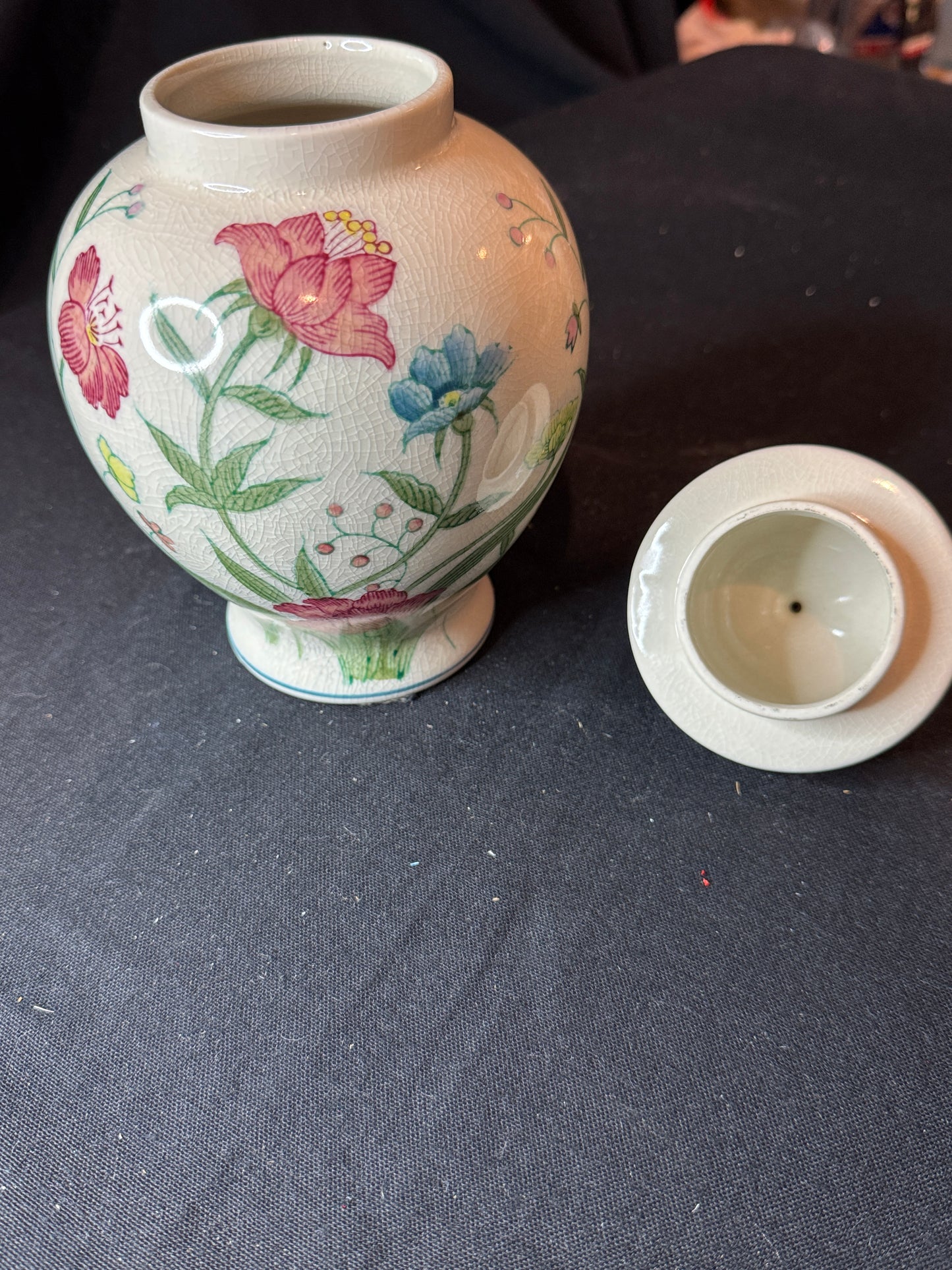 Vintage Andrea by Sadek Floral Ginger Jar 9" Tall Signed #6609