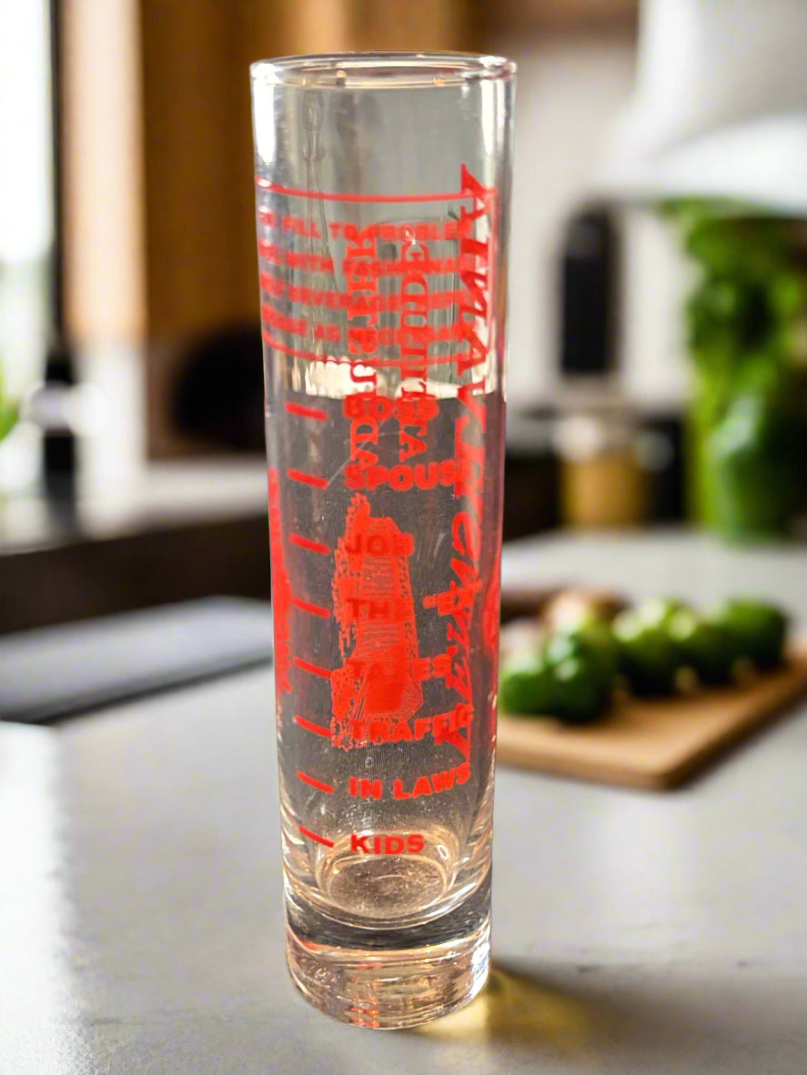 Pennsylvania Novelty Shot Glass 7.5" Tall Rare Collectible Fill To Problem Level