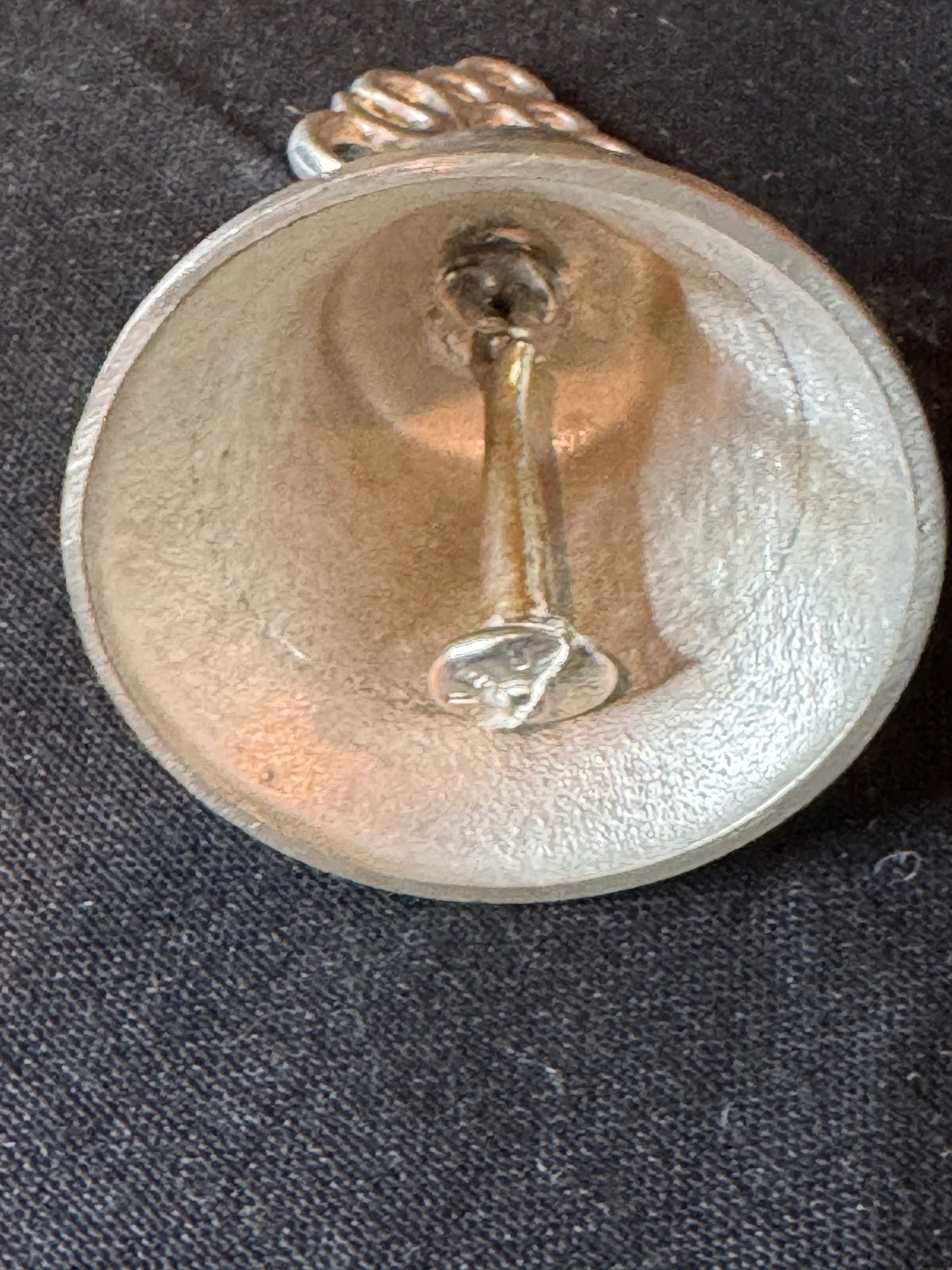 Vintage Woodbury Pewter Silver Dinner Bell Ornate Bell lTop Silver 3.5" Heavy
