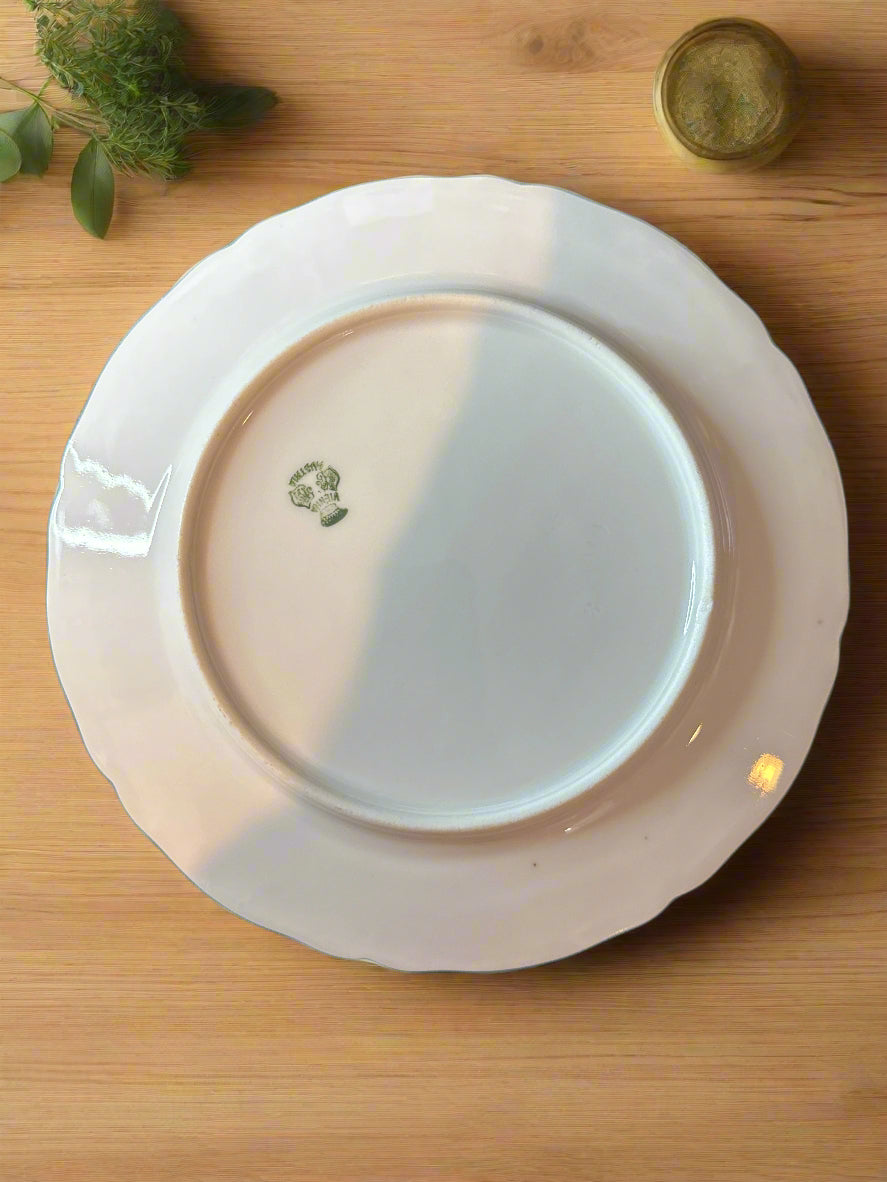 Antique Leonard Vienna Austria Porcelain Salad Plate 7.25" Wide Pink Floral