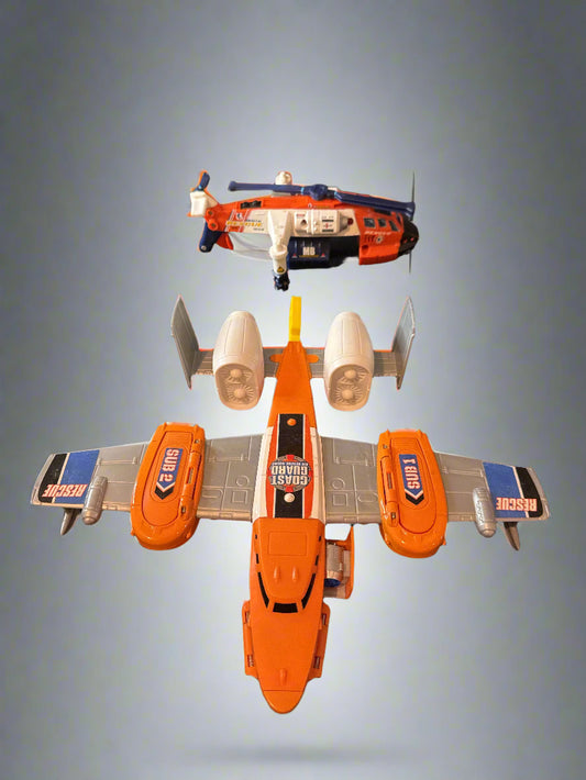 Coast Guard Plane 10" Long 11" Wingspan and Coastal Rescue Helicopter 7" Long Toys