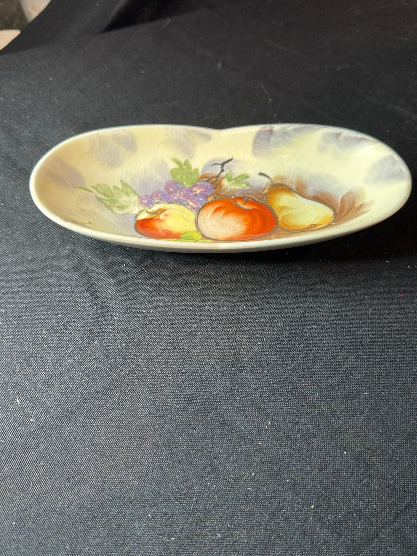 Ucagco Ceramics Japan Oval Bowl 8.75" Pear Apple Grapes Peach