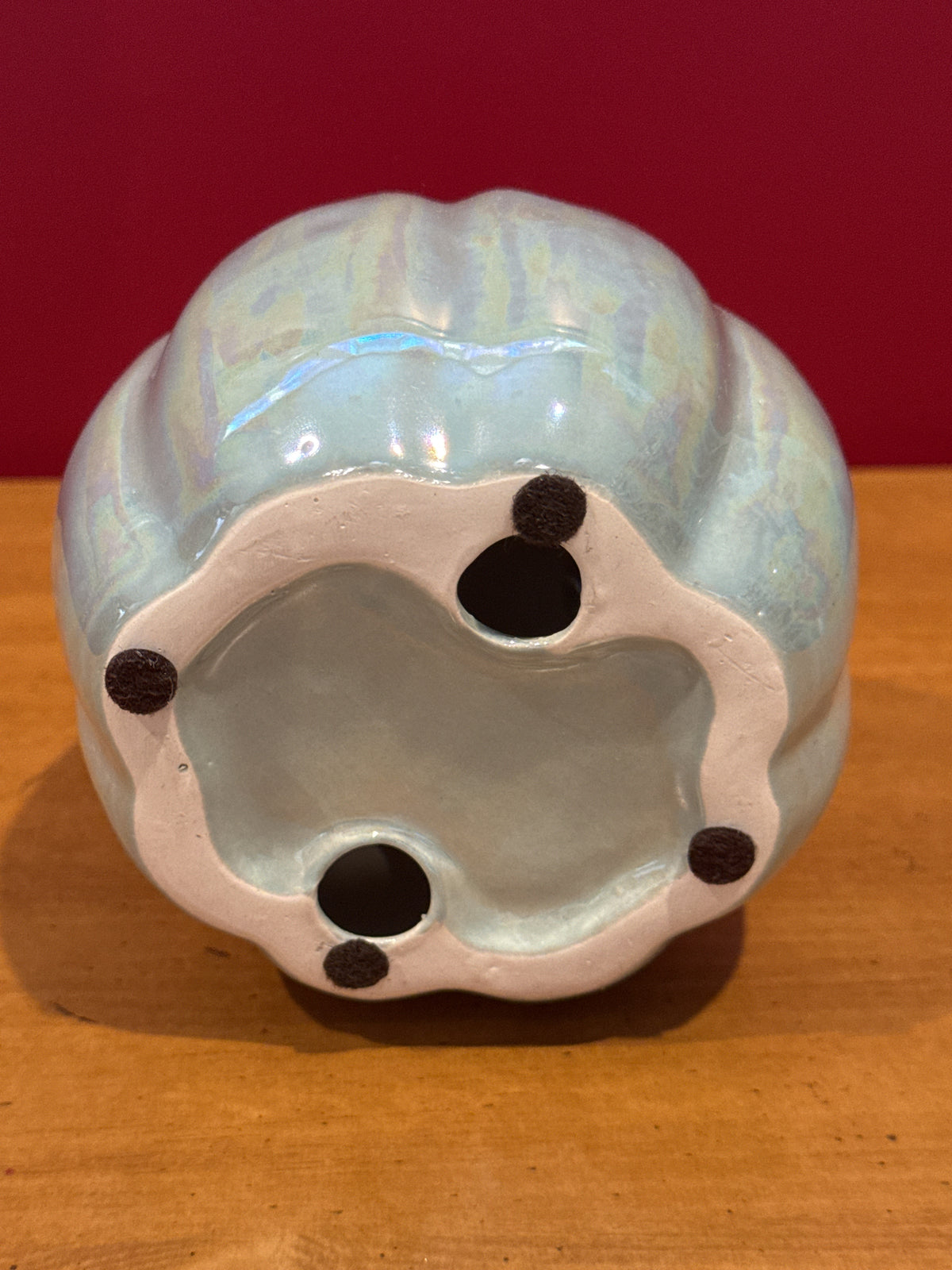 Iridescent Ceramic Pumpkin Home Decor 5" Tall