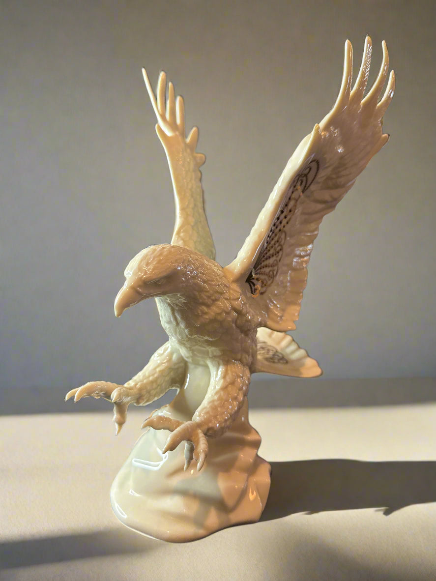 Lenox China Jewels Collection Statement Eagle Large Porcelain Ivory Gold Small Chip